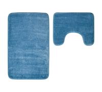 Maison by Premier Bath Mat & Pedestal Set Soak Microfibre Plush Blue 50x80cm