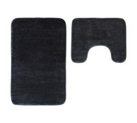 Maison by Premier Bath Mat & Pedestal Set Soak Microfibre Plush Charcoal 50x80cm