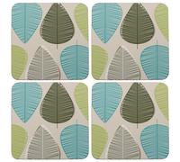 Maison by Premier Coasters Leaf Square Blue/Green 4pcs