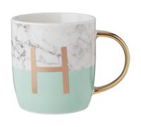 Maison by Premier Frosted Deco Marble Effect and Pastel Green Monogram Mug, H