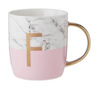 Maison by Premier Frosted Deco Marble Effect and Pink Monogram Mug, F