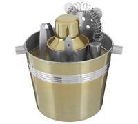 Maison by Premier Luxe 7Pc Brushed Gold Bar Set, Luxury Cocktail Shaker and Bartender Tools Kit, Stylish Martini Shaker Set