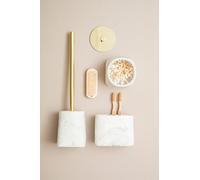 Maison by Premier Marble Pattern Toilet Brush, Gold Handle Toilet Brush With Polyresin Holder, Luxurious Toilet Brush Set