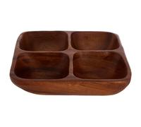 Maison by Premier Practical Acacia Four Section Serving Dish, Decorative Square Hand Carved Design Wooden Serving Dish
