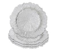 Maison by Premier Set of 4 33cm Dia Silver Finish Reef Charger Plates