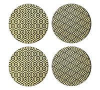 Maison by Premier Set of 4 Deco Black and Gold Placements