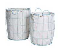 Maison by Premier Set Of Two Round Blue Wire Laundry Baskets