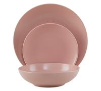 Maison by Premier Smooth Glazed Finish 12 Piece Pink Dinner Set,Vibrant Stoneware Dinnerware With Coupe Edge,Pink Crockery Set