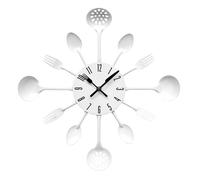 Maison by Premier White Cutlery Metal Wall Clock Premier Housewares White One Size