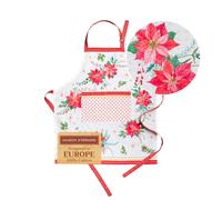 Maison d' Hermine 100% Cotton Apron for women with Pocket Kitchen Chef Autumn Apron for Men Cooking Gardening Server Waitress Maid - (Poinsettia Christmas, 85 cm x 70 cm)