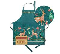 Maison d' Hermine 100% Cotton Apron for women with Pocket Kitchen Chef Autumn Apron for Men Cooking Gardening Server Waitress Maid - (Hygge Christmas, 85 cm x 70 cm)