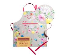 Maison d' Hermine 100% Cotton Apron for women with Pocket Kitchen Chef Spring/Summer Apron for Men Cooking Gardening Server Waitress Maid - (Jardin D'Ete - Fog, 85 cm x 70 cm)