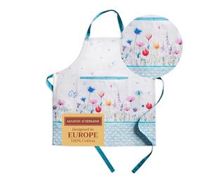 Maison d' Hermine 100% Cotton Apron for women with Pocket Kitchen Chef Spring Summer Apron for Men Cooking Gardening Server Waitress Maid - (Flower In The Field, 85 cm x 70 cm)