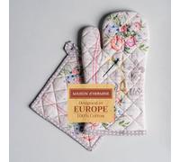 Maison d' Hermine 100% Cotton Oven Mitt & Pot Holder Set (19 x 33 cm & 20 x 20 cm) Heat Resistant BBQ Cooking Gloves with Loop for Baking Handling Hot Pans Spring Summer (Champ De Mars)