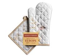 Maison d' Hermine 100% Cooking, Mitt(19cm x 33cm) Holder(20cm x 20cm)