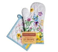 Maison d' Hermine 100% Cotton Oven Mitt & Pot Holder Set (19x33 & 20x20cm)