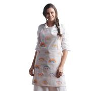 Maison d' Hermine Apron for women with Pocket 100% Cotton 70 cm x 80 cm 1 Piece Adjustable Neck Strap & long ties Apron Men, Chef, Wedding, Cooking, Gardening, Server (Over The Rainbow)