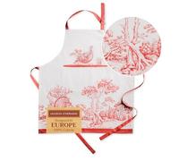 Maison d' Hermine Apron for women with Pocket 100% Cotton 85 cm x 70 cm 1 Piece Adjustable Neck Strap & long ties Apron Men, Chef, Wedding, Cooking, Gardening, Server (Holy Jouy - Red)