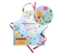 Maison d' Hermine Apron for women with Pocket 100% Cotton 85 cm x 70 cm 1 Piece Adjustable Neck Strap & long ties Apron Men, Chef, Wedding, Cooking, Gardening, Server (Jardin D'Ete - Mint)
