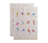 Maison d' Hermine Birdies On Wire 100% Cotton Set of 2 Kitchen Towels 50 cm x 70 cm