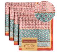 Maison d' Hermine Cloth Napkins Set of 4 100% Cotton Everyday Reusable Square Napkins Cloth Washable, Dinner, Party, Wedding, Restaurant, Spring/Summer (Provence, 45 CM x 45 CM)