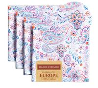 Maison d' Hermine Cloth Napkins Set of 4 100% Cotton Everyday Reusable Square Napkins Cloth Washable, Dinner, Party, Wedding, Restaurant, Spring/Summer (Indian Floral, 45 CM x 45 CM)