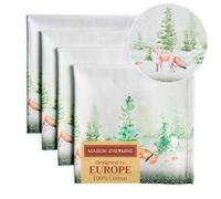 Maison d' Hermine Cloth Napkins Set of 4 100% Cotton Everyday Reusable Square Napkins Cloth Washable, Dinner, Party, Wedding, Restaurant (Winter Mornings, 45 CM x 45 CM)