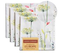 Maison d' Hermine Cloth Napkins Set of 4 100% Cotton Everyday Reusable Square Napkins Cloth Washable, Dinner, Party, Wedding, Restaurant, Spring/Summer (Botanical Fresh, 45 CM x 45 CM)