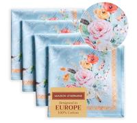 Maison d' Hermine Cloth Napkins Set of 4 100% Cotton Everyday Reusable Square Napkins Cloth Washable, Dinner, Party, Wedding, Restaurant, Spring/Summer (Ibiza - Blue, 45 CM x 45 CM)