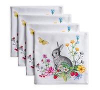 Maison d' Hermine Cloth Napkins Set of 4 100% Cotton Everyday Reusable Square Napkins Cloth Washable, Dinner, Party, Wedding, Restaurant, Spring/Summer (Printemps, 45 CM x 45 CM)