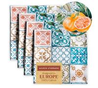Maison d' Hermine Cloth Napkins Set of 4 100% Cotton Everyday Reusable Square Napkins Cloth Washable, Dinner, Party, Wedding, Restaurant, Spring/Summer (Agrume, 45 CM x 45 CM)