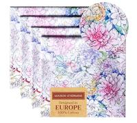 Maison d' Hermine Cloth Napkins Set of 4 100% Cotton Everyday Reusable Square Napkins Cloth Washable, Dinner, Party, Wedding, Restaurant, Spring/Summer (Floral Love, 45 CM x 45 CM)