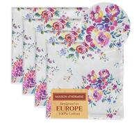 Maison d' Hermine Cloth Napkins Set of 4 100% Cotton Everyday Reusable Square Napkins Cloth Washable, Dinner, Party, Wedding, Restaurant, Spring/Summer (Rose Garden, 45 CM x 45 CM)