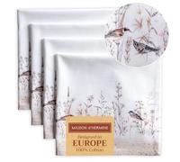 Maison d' Hermine Cloth Napkins Set of 4 100% Cotton Everyday Reusable Square Napkins Cloth Washable, Dinner, Party, Wedding, Restaurant, Spring/Summer (Meadow Florals - Brown, 45 CM x 45 CM)