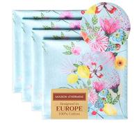 Maison d' Hermine Cloth Napkins Set of 4 100% Cotton Everyday Reusable Square Napkins Cloth Washable, Dinner, Party, Wedding, Restaurant, Spring/Summer (Jardin D'Ete - Mint, 45 CM x 45 CM)