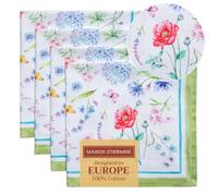 Maison d' Hermine Cloth Napkins Set of 4 100% Cotton Everyday Reusable Square Napkins Cloth Washable, Dinner, Party, Wedding, Restaurant, Spring/Summer (Just Floral, 45 CM x 45 CM)
