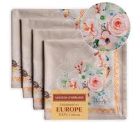 Maison d' Hermine Cloth Napkins Set of 4 100% Cotton Everyday Reusable Square Napkins Cloth Washable, Dinner, Party, Wedding, Restaurant, Spring/Summer (Ibiza - Beige, 45 CM x 45 CM)