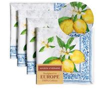 Maison d' Hermine Cloth Napkins Set of 4 100% Cotton Everyday Reusable Square Napkins Cloth Washable, Dinner, Party, Wedding, Restaurant, Spring/Summer (Cedrat, 45 CM x 45 CM)