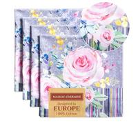 Maison d' Hermine Cloth Napkins Set of 4 100% Cotton Everyday Reusable Square Napkins Cloth Washable, Dinner, Party, Wedding, Restaurant (Sweet Rose Lavender - Lush Lavender, 45 CM x 45 CM)