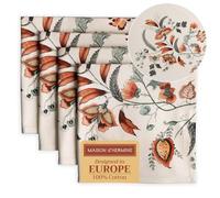 Maison d' Hermine Cloth Napkins Set of 4 100% Cotton Everyday Reusable Square Napkins Cloth Washable, Dinner, Party, Wedding, Restaurant, Spring/Summer (Dalida, 45 CM x 45 CM)