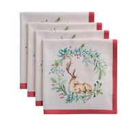 Maison d' Hermine Cloth Napkins Set of 4 100% Cotton for Christmas Decorations Everyday Reusable Square Autumn Napkins Cloth Washable Dinner Party Wedding (Holly Time, 45 CM x 45 CM)
