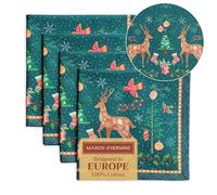 Maison d' Hermine Cloth Napkins Set of 4 100% Cotton for Christmas Decorations Everyday Reusable Square Autumn Napkins Cloth Washable Dinner Party Wedding (Hygge Christmas, 45 CM x 45 CM)