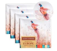 Maison d' Hermine Cloth Napkins Set of 4 100% Cotton for Christmas Decorations Everyday Reusable Square Autumn Napkins Cloth Washable Dinner Party Wedding (Faisan D'Automne, 45 CM x 45 CM)