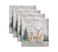 Maison d' Hermine Cloth Napkins Set of 4 100% Cotton for Christmas Decorations Everyday Reusable Square Autumn Napkins Cloth Washable Dinner Party Wedding (Deer in The Woods, 45 CM x 45 CM)