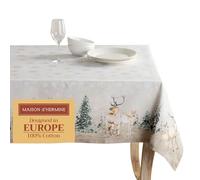 Maison d' Hermine Deer in the Woods 100% Cotton Tablecloth for Kitchen Dining | Tabletop | Decoration | Parties | Weddings | Thanksgiving/Christmas (Rectangle, 60 Inch by 90 Inch)
