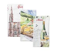 Maison d' Hermine Dish Towels 100% Cotton Kitchen Towels Absorbent Dishcloth for Home, Kitchen, Dining, Cocktail Parties & Camping, Ribeauville - Spring/Summer (Set of 3)