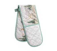 Maison d' Hermine Double Oven Mitt (18 cm x 89 cm) 100% Cotton Heat Resistant BBQ Cooking Gloves with Loop for Christmas Decorations Baking Cooking Barbeque Handling Hot Pan (Deer in The Woods)