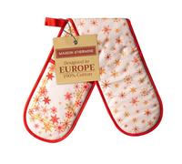 Maison d' Hermine Double Oven Mitt (18 cm x 89 cm) 100% Cotton Heat Resistant BBQ Cooking Gloves with Loop for Christmas Decorations Baking Cooking Barbeque Handling Hot Pan (Crystal Star)