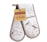 Maison d' Hermine Double Oven Mitts 100% Cotton 18 cm x 89 cm Double Oven Mitt Heat Resistant BBQ Cooking Gloves with Loop Baking Handling Hot Pans Easter Decorations (Meadow Florals - Brown)