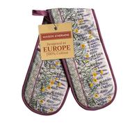 Maison d' Hermine Double Oven Mitts 100% Cotton 18 cm x 89 cm Double Oven Mitt Heat Resistant BBQ Cooking Gloves with Loop, Baking, Grilling, Home, Kitchen, Handling Hot Pans (Fanny Lavender)